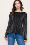 Lurex Boat Neck Long Sleeve Sweater