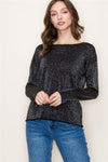 Lurex Boat Neck Long Sleeve Sweater