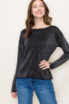 Lurex Boat Neck Long Sleeve Sweater