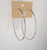 Large Silver Diamond Cut Hoop Earrings