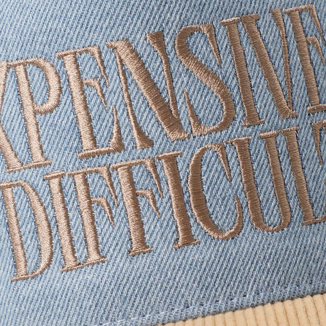 EXPENSIVE DIFFICULT Denim Corduroy Trucker Hat: LBG-LDN-BEIGE / One Size
