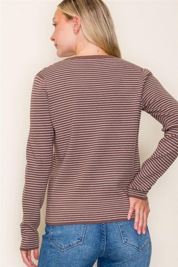 Long Sleeve Pinstriped Sweater