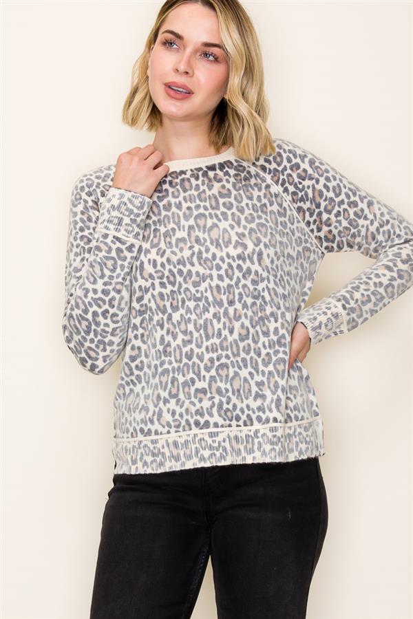 Leopard printed Crew Neck Sweater