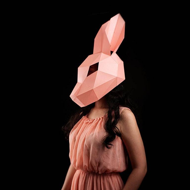 3D Paperart Bunny Rabbit Origami Mask