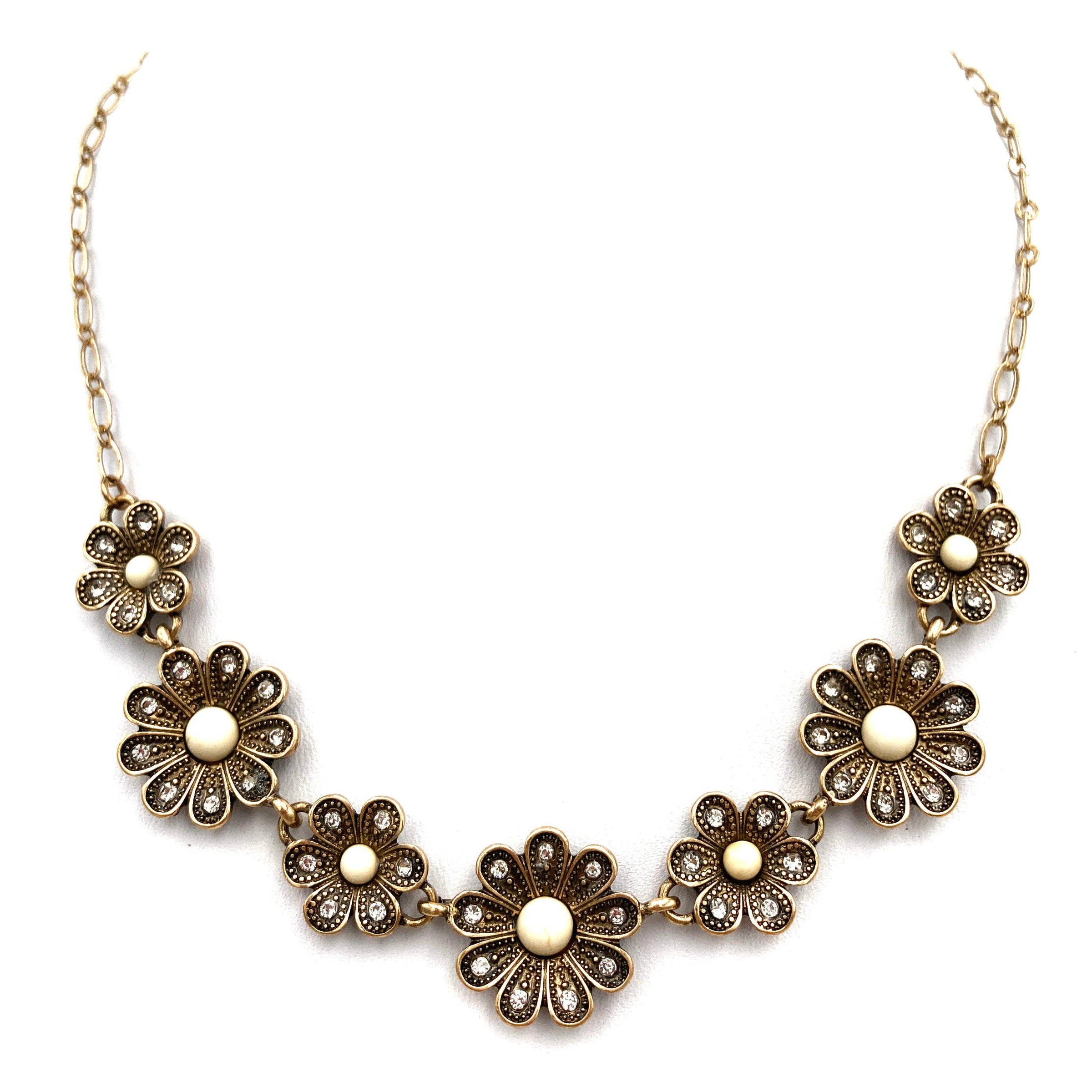 Daisy Flower Princess Necklace: Gold