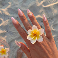 Summer Beach Blue Fake Nails-3D Starfish Shell French Design: Dotted Overalls