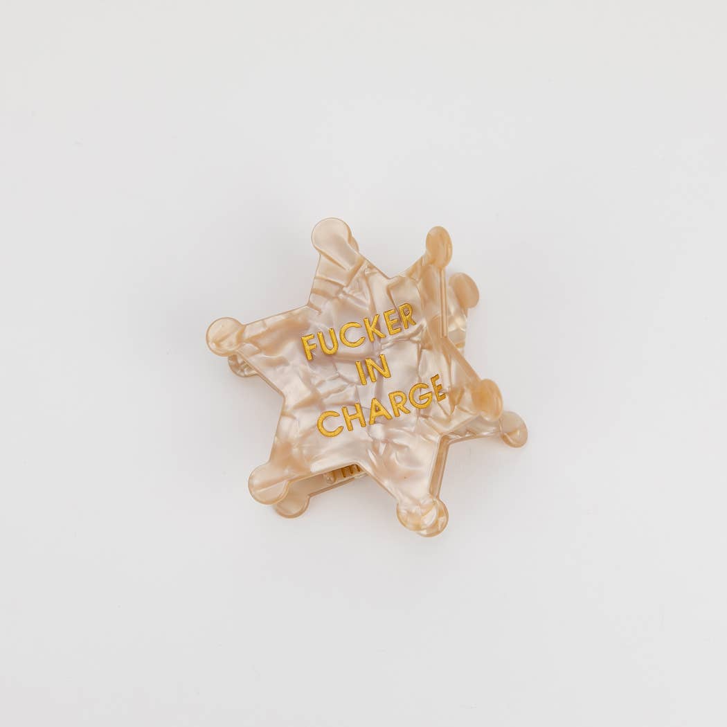 Fucker in Charge - Sheriff's Badge - Acetate Hair Claw Clip