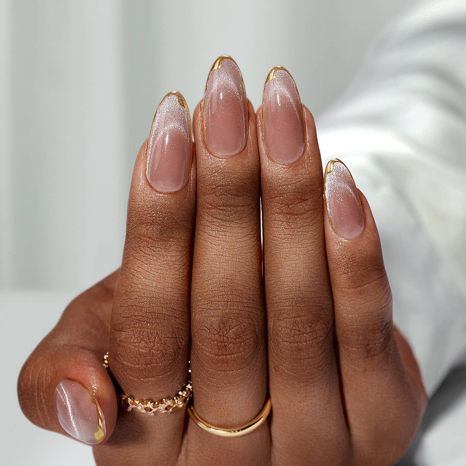 Pink French Tip Press On Nails - Short Almond Gel Fake Nails: Summer Berry
