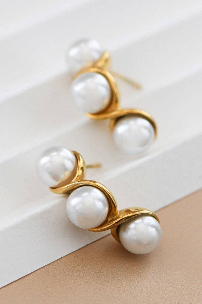 Triple Pearl Earrings