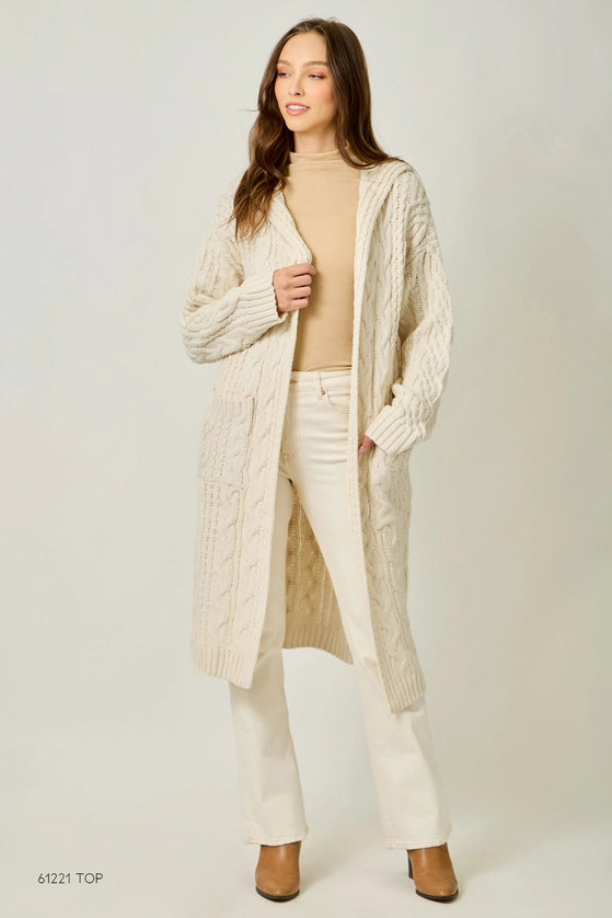 Open Long Hooded Cardigan