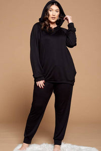 Plus Size French Terry Hoodie and Jogger Set: 1XL / Black