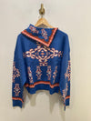Blue Orange Print Sweater