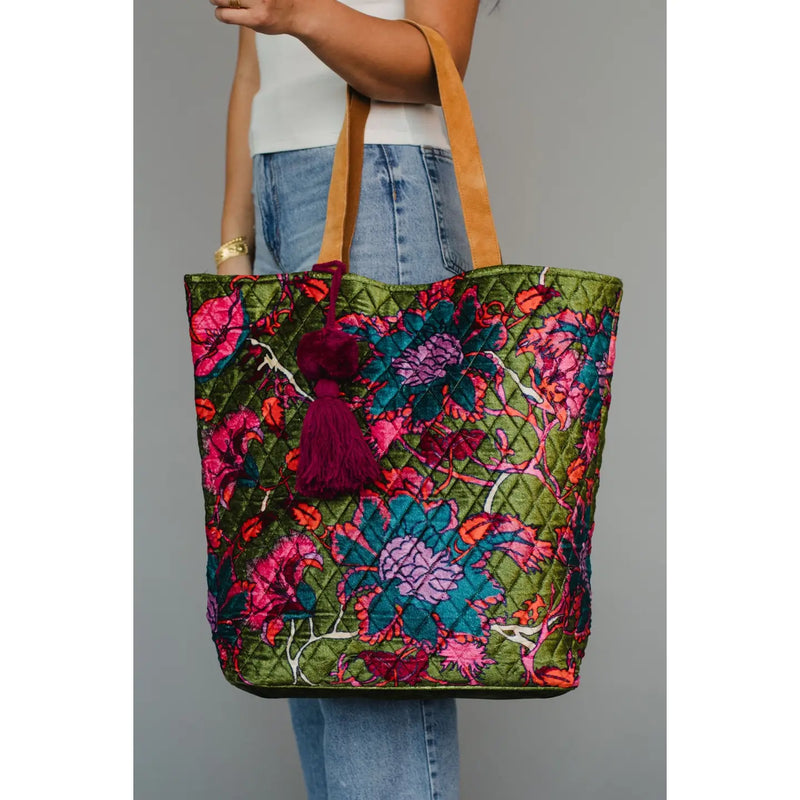 Velvet Floral Tote Bag