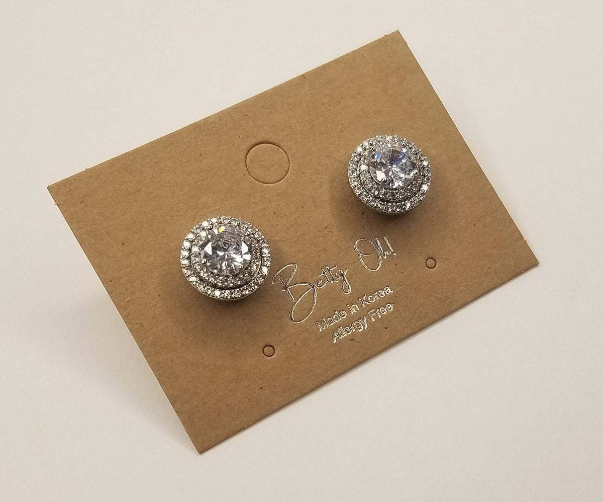 Silver Cubic Zirconia Round Post Earring