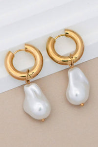 Faux Pearl Hoops