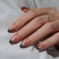 Short Oval French Tip Nails Press On - 30 Stick On Nails Kit: Chic Twins