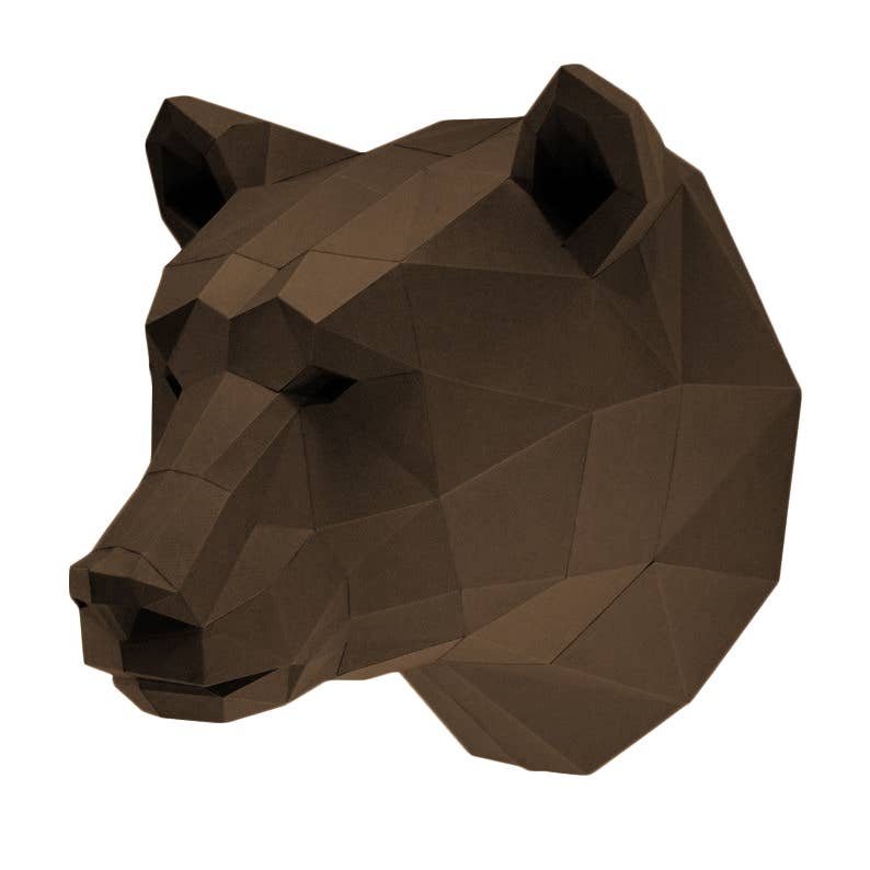 3D PaperCraft Bear Head Wall Art Origami Decor