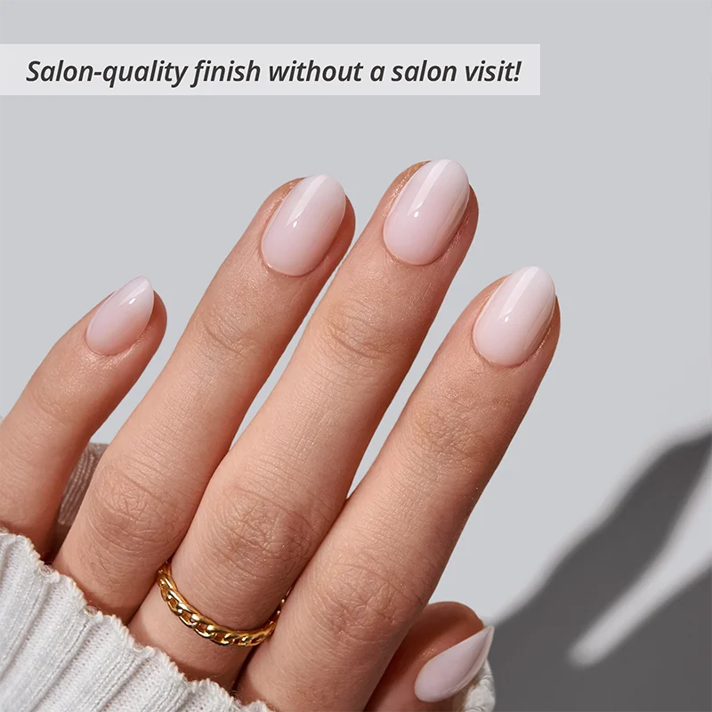 Nude Pink Extra Short Almond Nails - Plain Artificial Nails: Power Calm