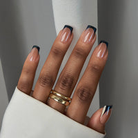Short Oval French Tip Nails Press On - 30 Stick On Nails Kit: Espresso Leopard
