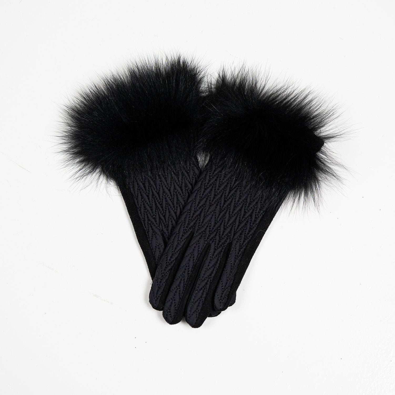 Cable Stitch Gloves with Fox Trim