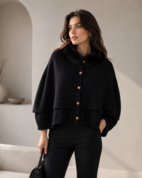 Poncho with Fox Collar