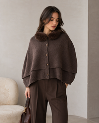 Poncho with Fox Collar