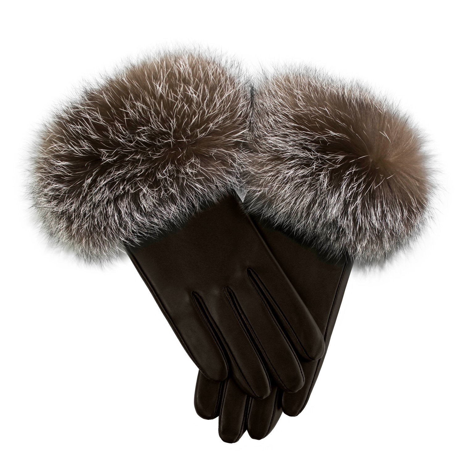 Leather Gloves w Fur Cuff