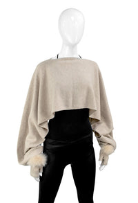 Wool Shawl Scarf with Attached Fingerless Gloves