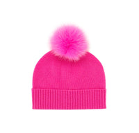 100% Cashmere with Fox Pom