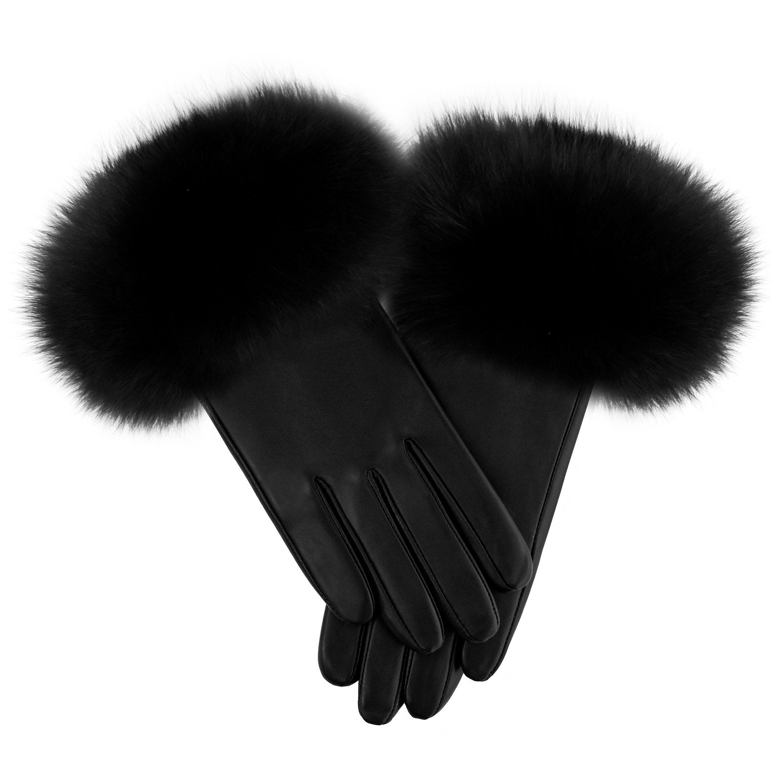 Leather Gloves w Fur Cuff