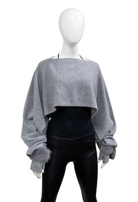 Wool Shawl Scarf with Attached Fingerless Gloves