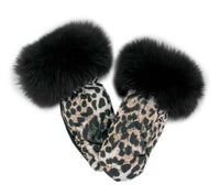 Nylon Mittens with Fur Trim