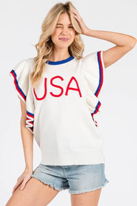 American Sweater with Ruffle Sleeve