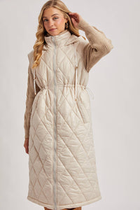 Diamond Quilt Puffer Long Line Vest