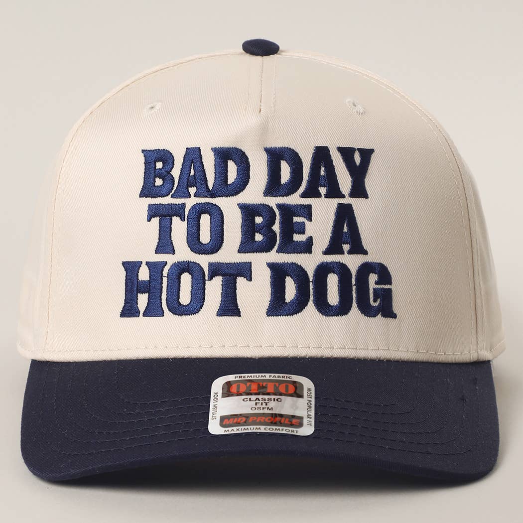 BAD DAY TO BE A HOT DOG Embroidered Trucker Hat : RYL/NATL / One Size