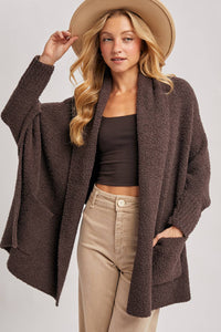 BLANKET WRAP BOUCLE SWEATER CARDIGAN