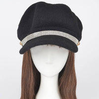 One Rhinestone Line Fashion Cap: BK