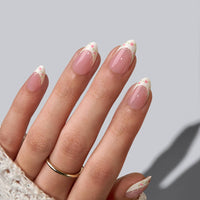 Short Square French Tip Nails - Wedding Press On Nails Bulk: Blueberry Rain