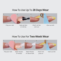 Short Oval French Tip Nails Press On - 30 Stick On Nails Kit: Silken Halo