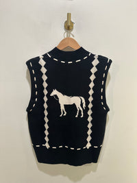 Sleeveless Horse Knit Sweater