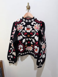 Black and Red Floral Sweater