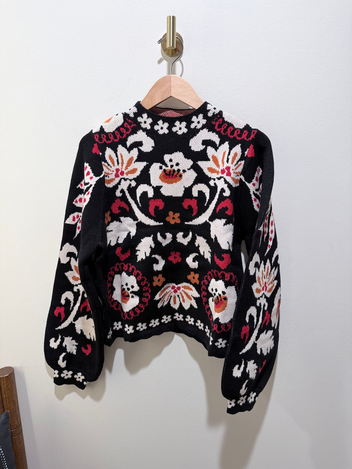Black and Red Floral Sweater