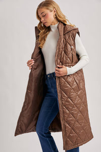Diamond Quilt Puffer Long Line Vest