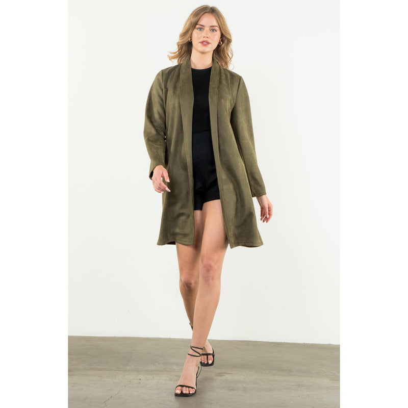 Suede Coat: OLIVE
