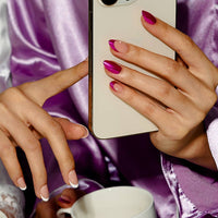 Short Oval French Tip Nails Press On - 30 Stick On Nails Kit: Chic Twins