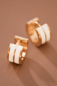 White and Gold Enamel Huggies
