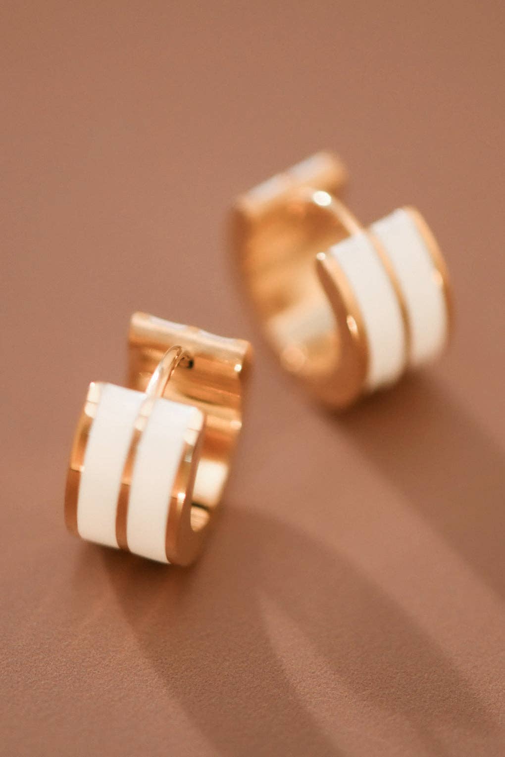 White and Gold Enamel Huggies
