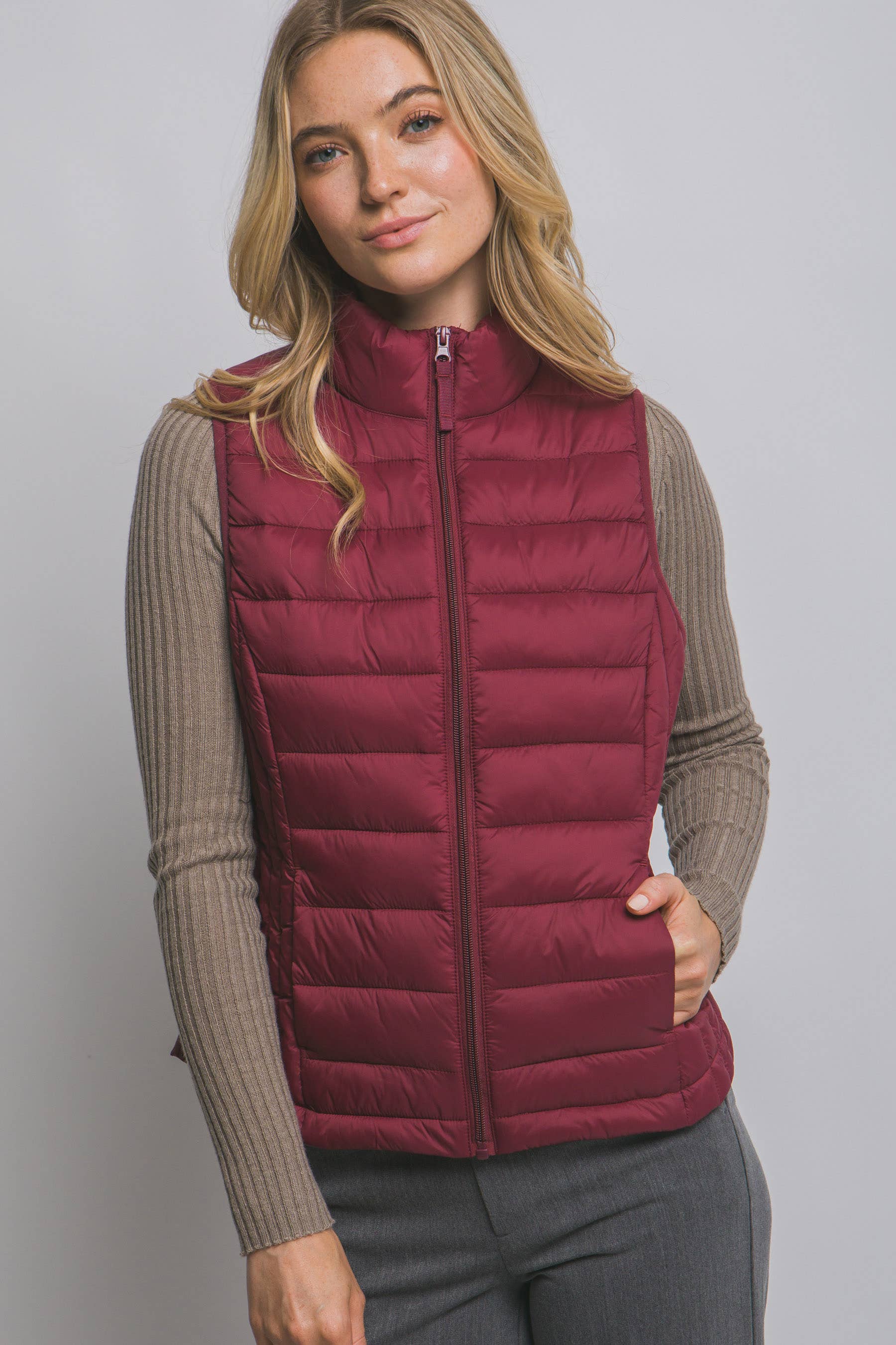 Ultra Lightweight Padded Puffer Vest w/ Pouch