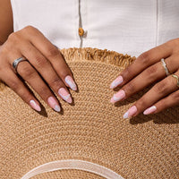 Summer Beach Blue Fake Nails-3D Starfish Shell French Design: Dotted Overalls
