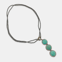 Hematite Necklace with Blue Cat Eye Pendant